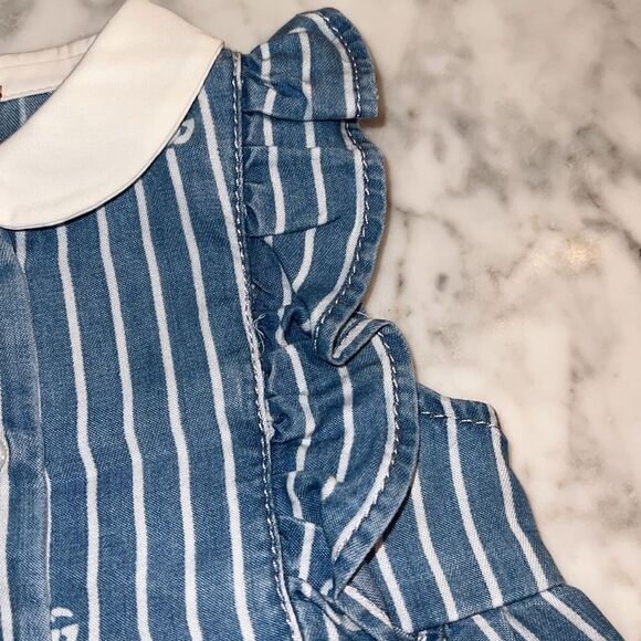 GUCCI BABY GIRL DENIM LOGO ROMPER  3/6M - Picture 7 of 12